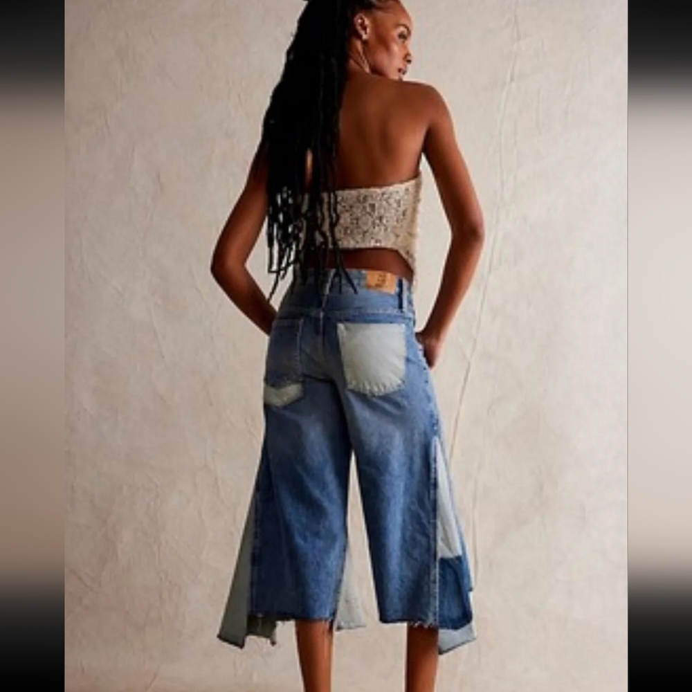 FREE PEOPLE We the Free Cropped Patchwork Jeans - Picture 5 of 12